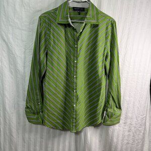 Jones New York Signature Long Sleeve Top, Green, Black & White, Size L